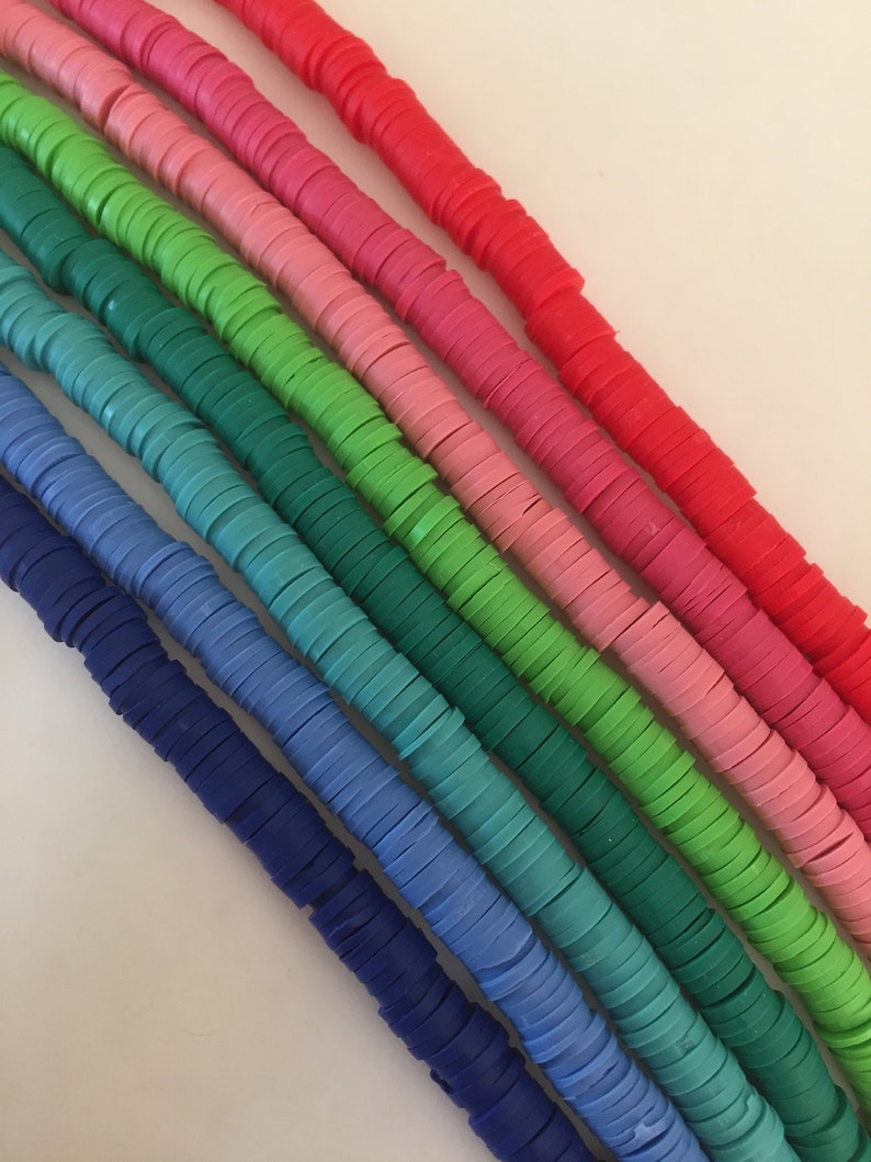 Katsuki shell necklace infill beads surfer necklace Heishi pearls 6x1mm flat round heishi 100 beads polymer washers