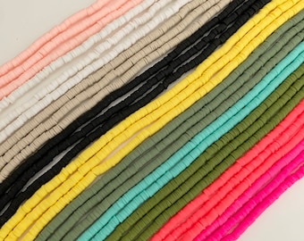 Heishi 100 beads 5 x 1mm flat round heishi, Katsuki, beads, washers, spacer, surfer necklace, polymer, shell necklace