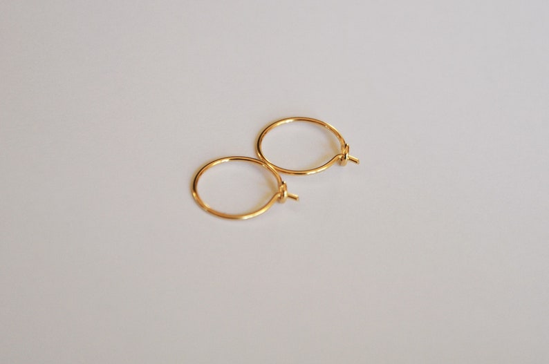 CRÉOLES PLAQUE OR 12 mm 1 micron, anneaux dorés, paire boucles doreilles or image 2