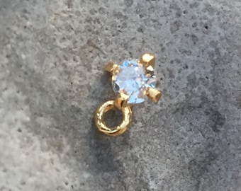 4mm gold-plated zirconium rhinestone claw-set diamond