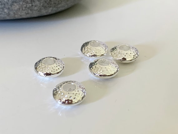 1 Intercalaire 7mm plaqué argent 925, perles pour gemmes, bracelets cuirs, fils cirés