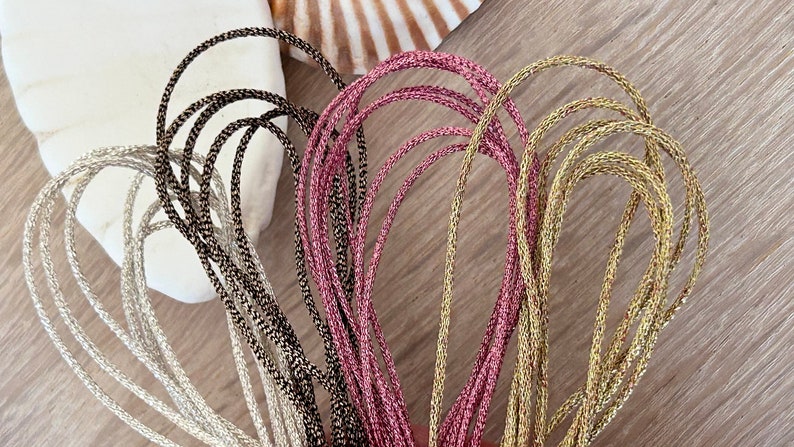 2 meters 1mm metallic polyester cord, 1mm polyester bracelet thread image 1