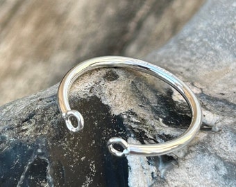 Ring holder 2 rings, wire ring in solid 925 silver, Adjustable,