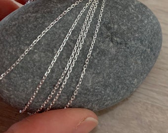 Real silver faceted cable chain 0.95mm, 50 cm piece of pure silver chain 925/1000