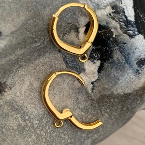 Pair of Sleepers Drops 15 mm / 24 carat GOLD PLATE / gold plated earring / thick mini hoop earrings image 3