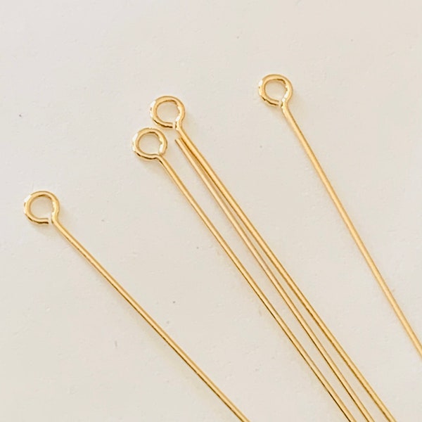 5 Clous tête œil 60mm laiton or fin 24K