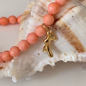 14mm gold-plated coral branch tassel, 24-carat gold-plated coral, coral-shaped tin base