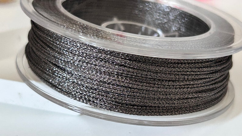 2 meters 1mm metallic polyester cord, 1mm polyester bracelet thread Anthracite bronze