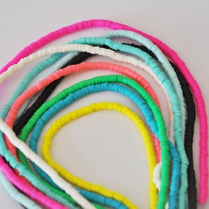 Heishi 100 beads 4x1mm flat round heishi, Katsuki, beads, washers, spacer, surfer necklace, polymer, shell necklace