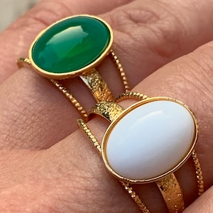 Oval cabochon ring 14x10mm, in 24 carat gold plate to mount or mount