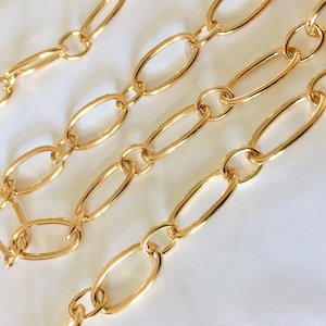 22K チェーン ラージオーバルリンク 16.50 x 8.40mm ゴールドメッキ 100% フランス製