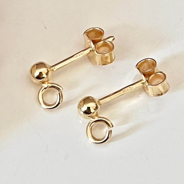 1 Paire de puces, tiges, Boucles d'oreilles boules 3mm vermeil dorées, Clous d'oreilles boule argent 925 puis Plaqué Or.