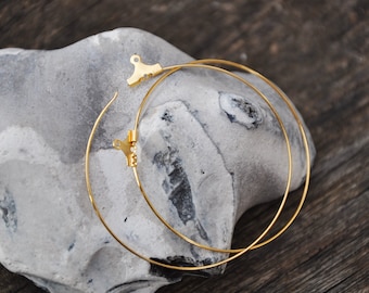 1 PAIR OF HOOKS to decorate - 50mm Earring Findings, 24K Gold Plated