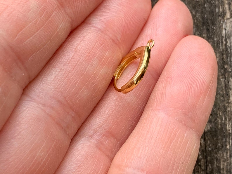 Pair of Sleepers Drops 15 mm / 24 carat GOLD PLATE / gold plated earring / thick mini hoop earrings image 4