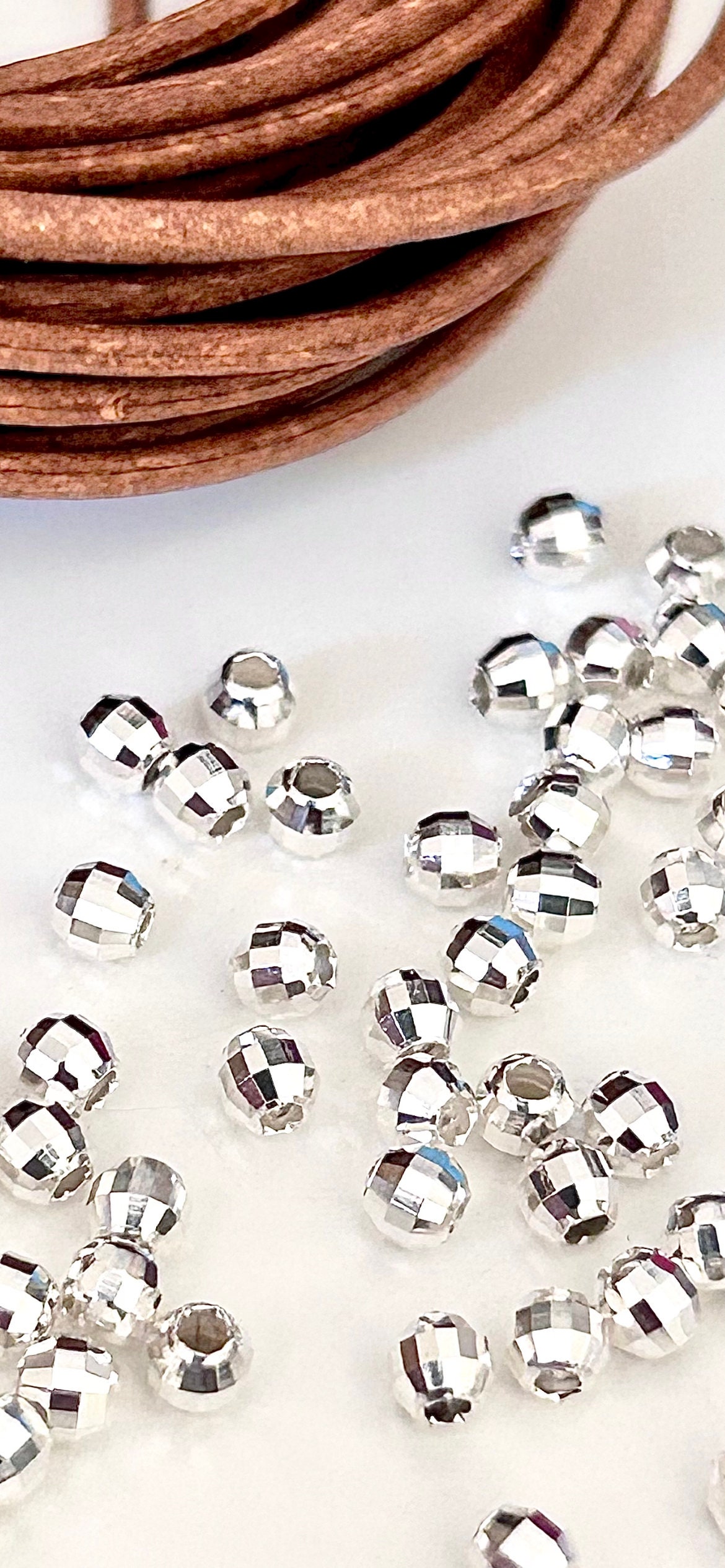 Perles Ovales Facettées Argent 925 3x4mm Trou 1,2mm - Réf OVFCB3, Pour Création Bijoux