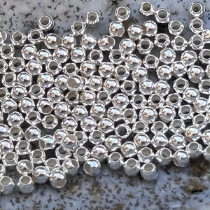 Glatte Perlen 1,8mm Loch 0,9mm massiv Silber 925/1000, ideal zur Schmuckgestaltung mit Miyuki, Mini Rocailles, Glasperlen