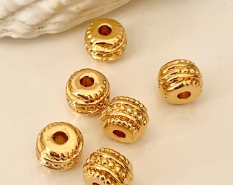 Plumetis Intercalary Bead 5x6.6mm in 24K gold plated