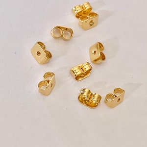 Par de puntas de botón de 5x3 mm, par de botones tipo mariposa chapados en oro imagen 4