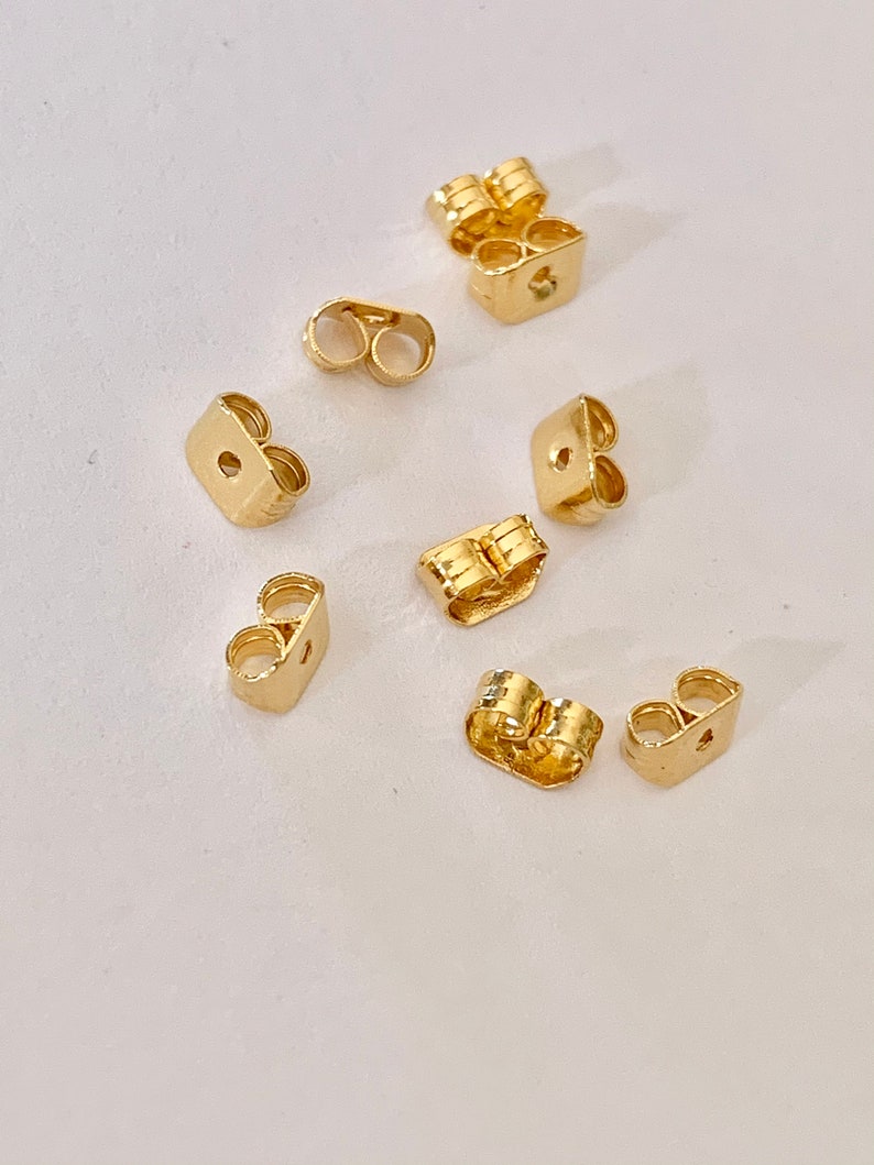 Par de puntas de botón de 5x3 mm, par de botones tipo mariposa chapados en oro imagen 4