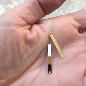 Rectangle pendant 20 x 3 mm or 25 x 3 mm gold plated 0.5 microns