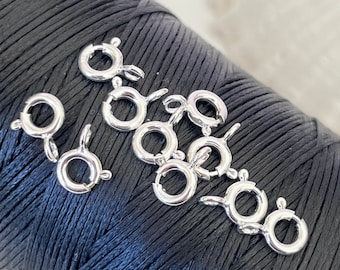 Lot 3/5 Spring ring clasps 6mm solid silver 925/100, hallmark 925