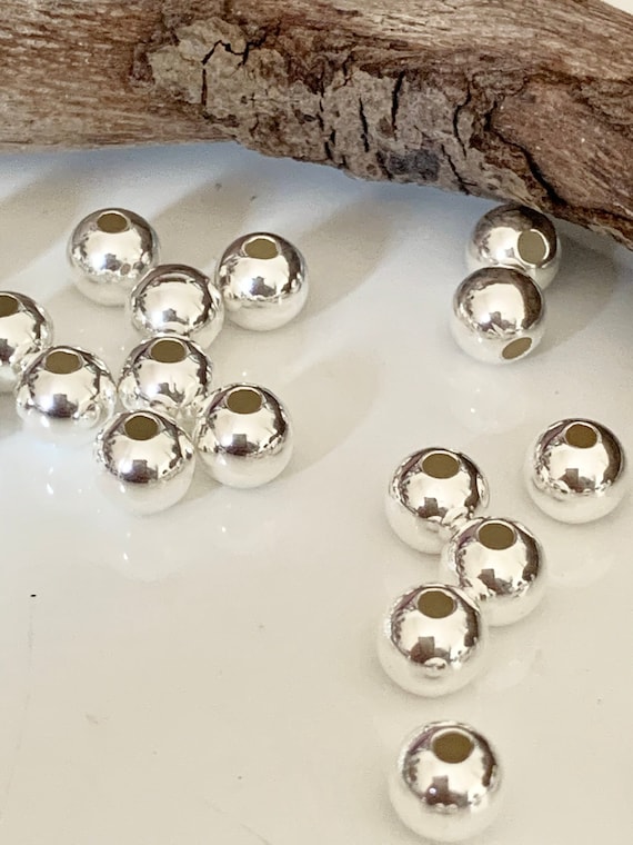 Perles Ajourées En Argent 925 - Diamètre 8mm, Trou 1mm, Neuf, Sans Marque