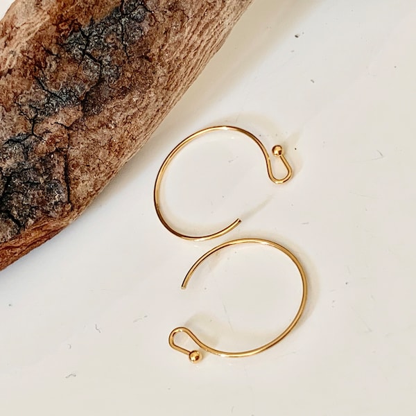 2 thin open hoop earrings 17mm in 24 carat gold plated 3 microns