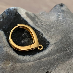 Pair of Sleepers Drops 15 mm / 24 carat GOLD PLATE / gold plated earring / thick mini hoop earrings image 6