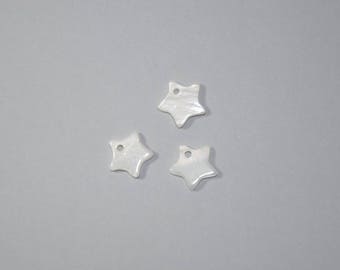 Lot de 3 Etoiles en nacre blanche naturelle 11x11 mm ou 10x10 mm