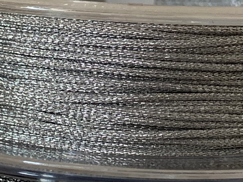 Cavo in poliestere metallizzato da 2 metri da 1 mm, filo per braccialetto in poliestere da 1 mm Argent