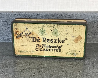 Vintage Hinged Lid De Reszke Cigarette Tin - 1930s