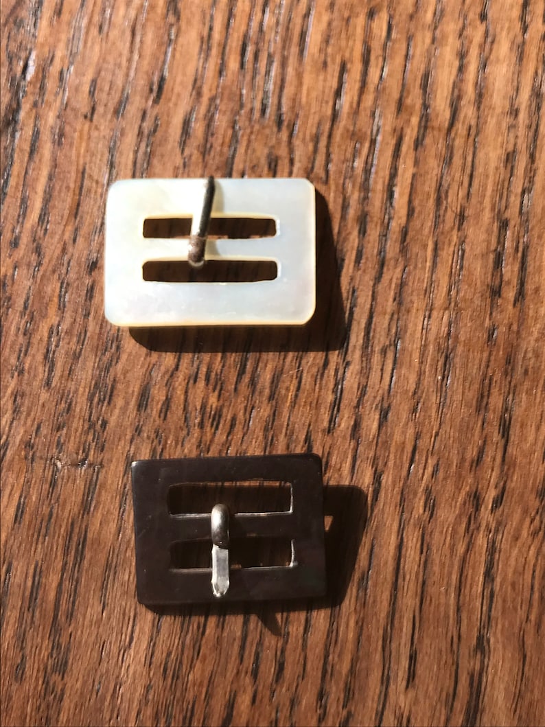 193040s 2 x Vintage Art Deco Square Mother of Pearl Buckles