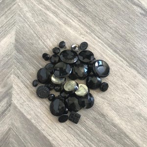 Assorted lot of 40 Beautiful Victorian Black Faceted Glass Shank Mourning Buttons