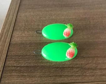 Handmade Girls Retro Polka Dot Hair Clips Set of 2 Cute