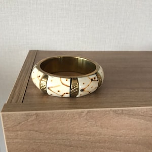 Vintage Brass and Bovine Bone Bangle - 1970/80s
