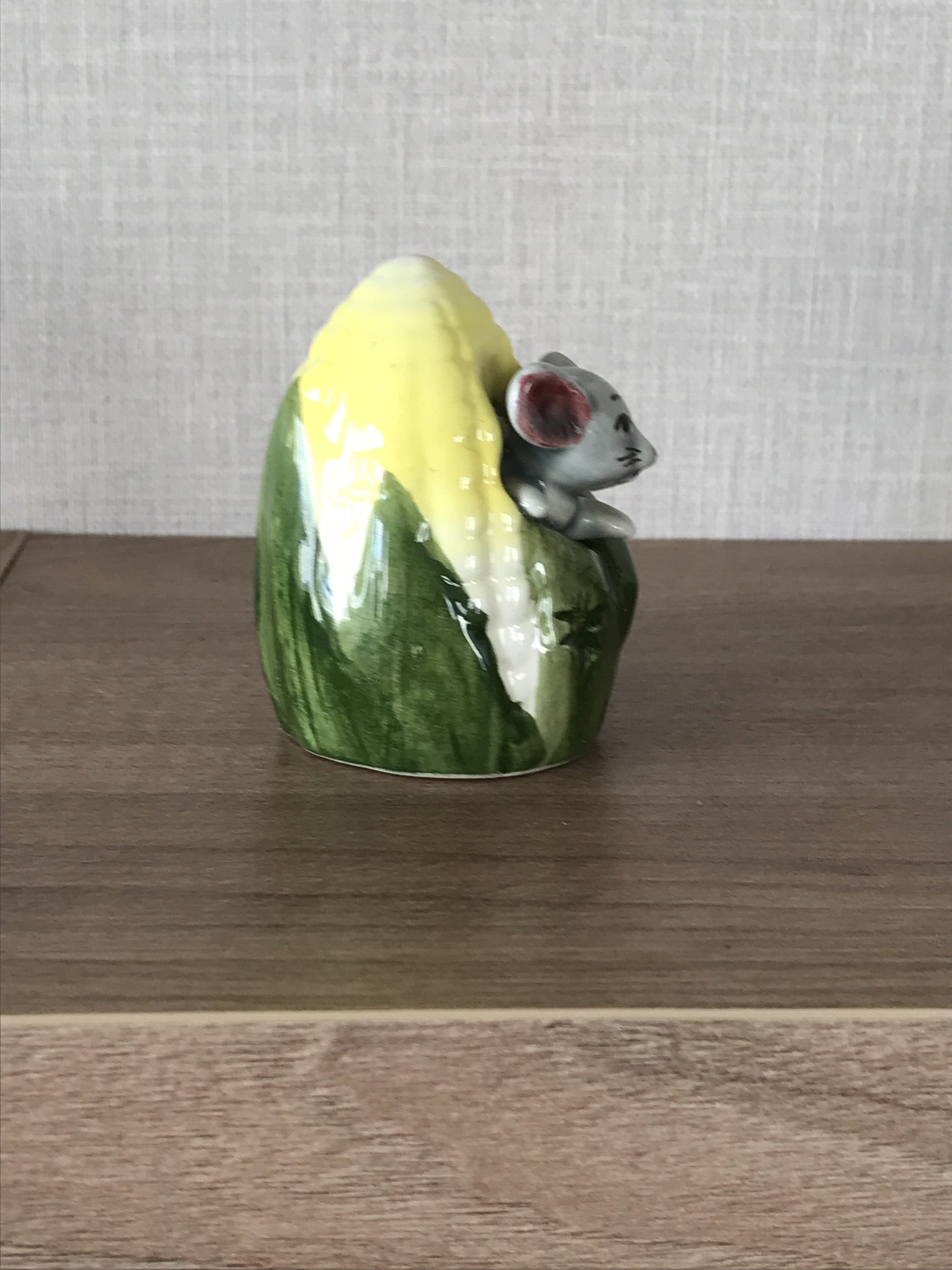 Vintage Kitsch Ceramic Mouse in a Corn on the Cob Toothpick Holder