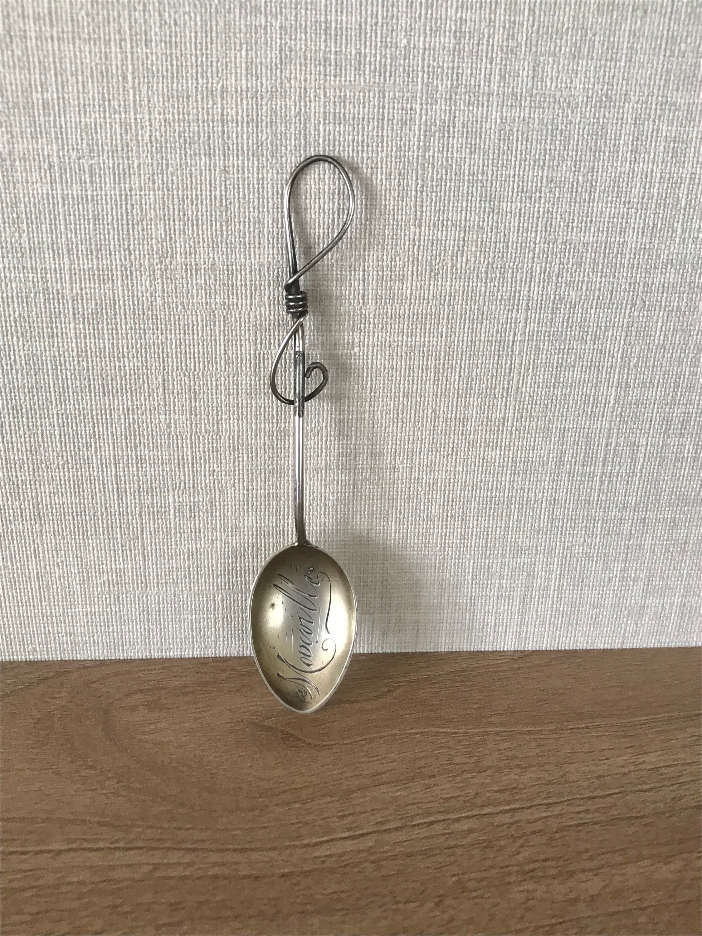 Wip Spoon Antique Sterling Silver Whip End Spoon With Houville Engraved in Bowl ...