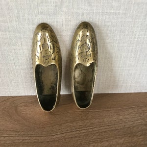 2 x Vintage Brass Slipper Ashtrays - 1960s