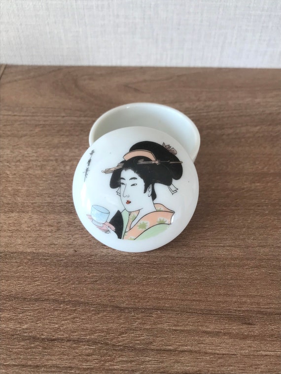 Vintage Peter John Geisha Girl Porcelain Trinket … - image 1