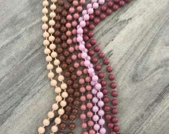 5 x Vintage Tonal Plastic Bead Necklaces - Browns, Camel and Lilac - 1980s