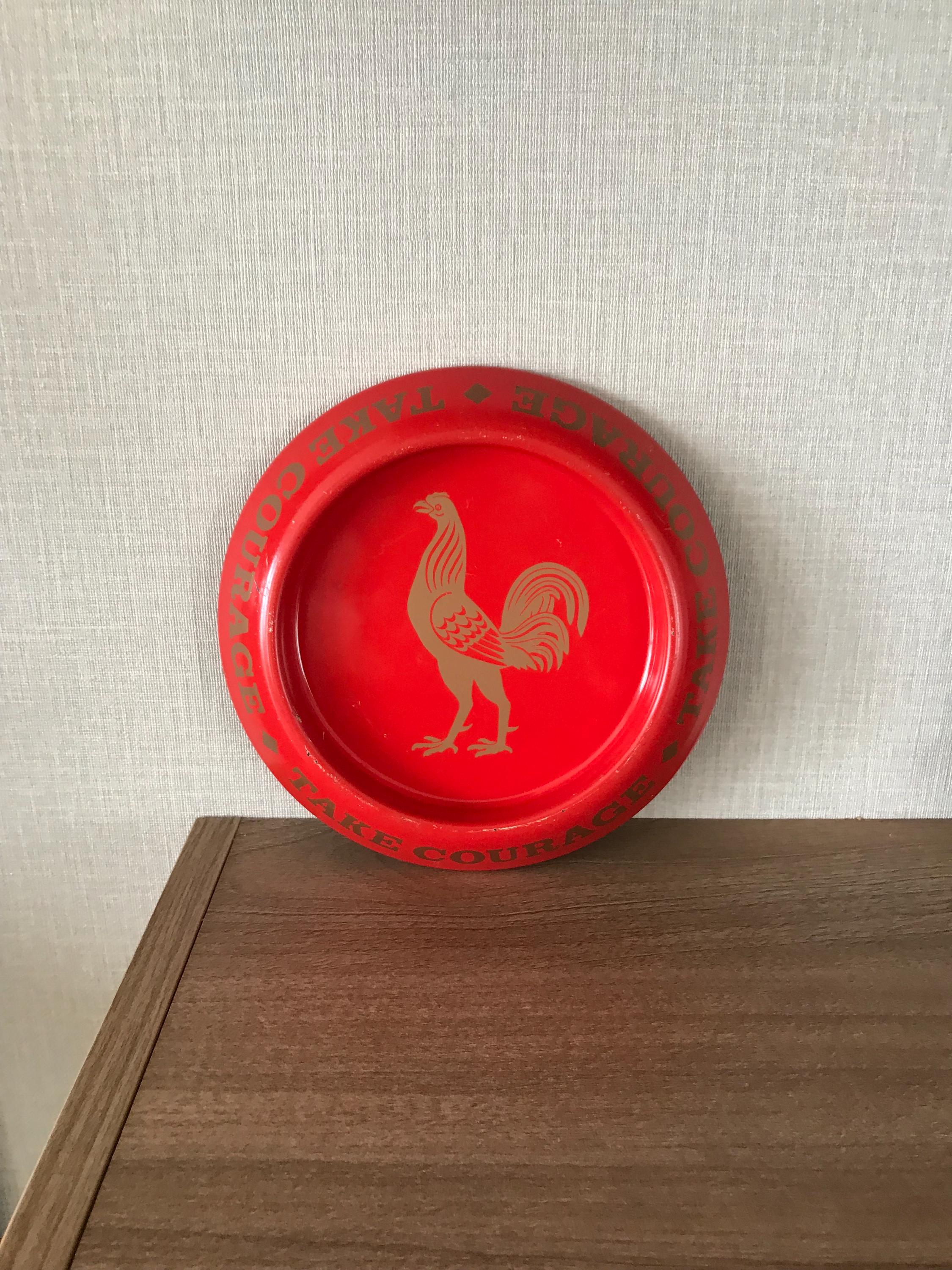 Vintage Red Take Courage Tin Pub Ashtray - Etsy