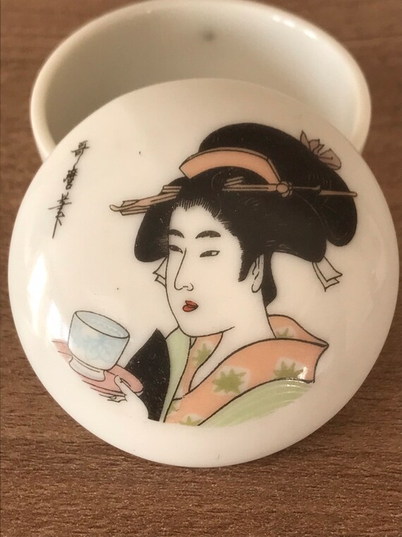 Vintage Peter John Geisha Girl Porcelain Trinket … - image 5