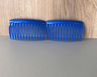 Carita Paris 1980’s French Hair Combs, Blue & Black, Unworn Old Store Stock Carita Paris 1980 main image 2