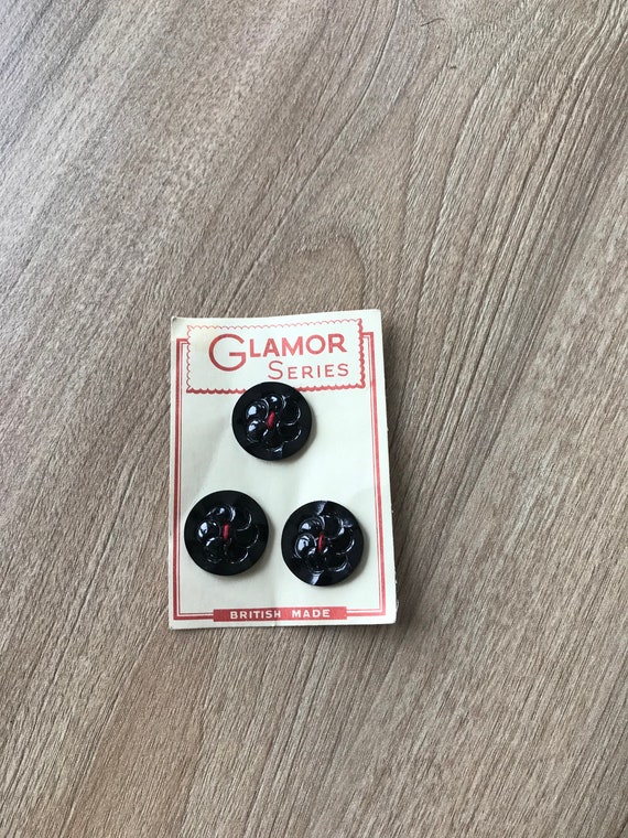 Black Bakelite? Buttons x 3 Black Bakelite? Buttons x 3