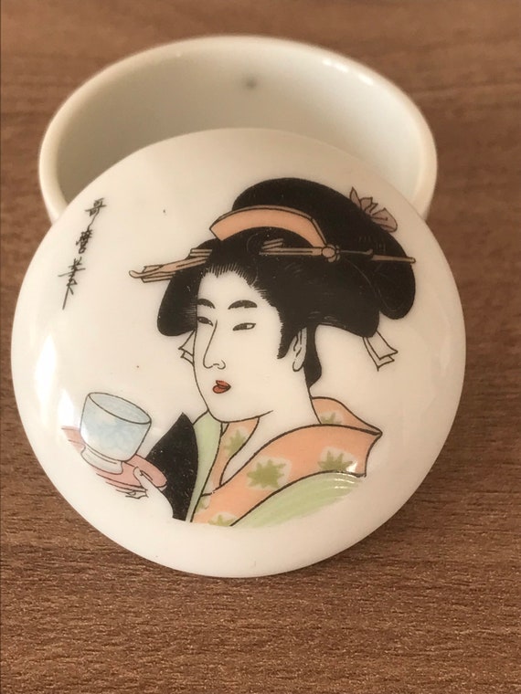 Vintage Peter John Geisha Girl Porcelain Trinket … - image 2