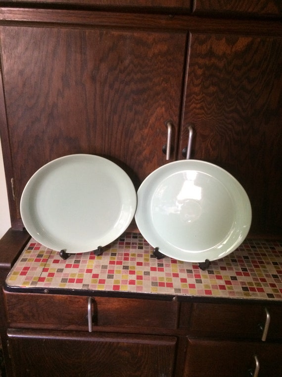 2 X Vintage Wwii Utility Woods Ware Green Beryl Oval Unusual Etsy