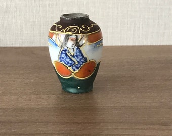 Miniature Vintage Japanese Satsuma Moriage Vase - 1950s