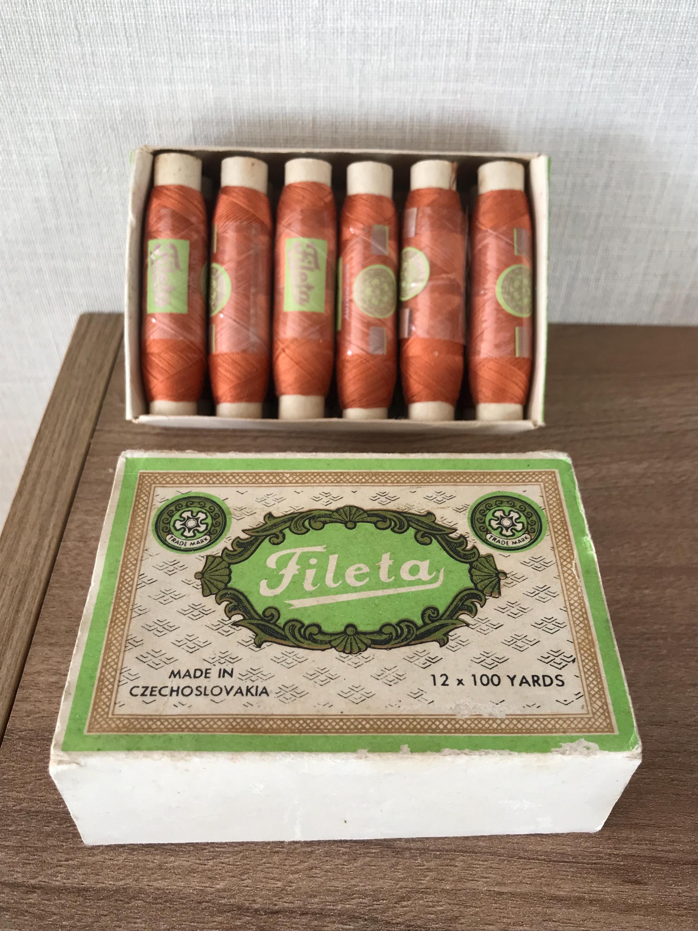 Vintage Boxed Burnt Orange Fileta Thread X 12 - Made in