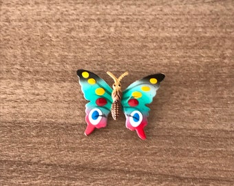 Broche Vintage Années 70 - Série De 3 Papillons En Métal Doré - Bijou Ancien Occasion