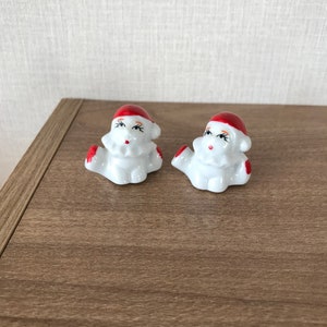 2 x Vintage Small Cute Porcelain Pierrot Ornaments  - 1980s